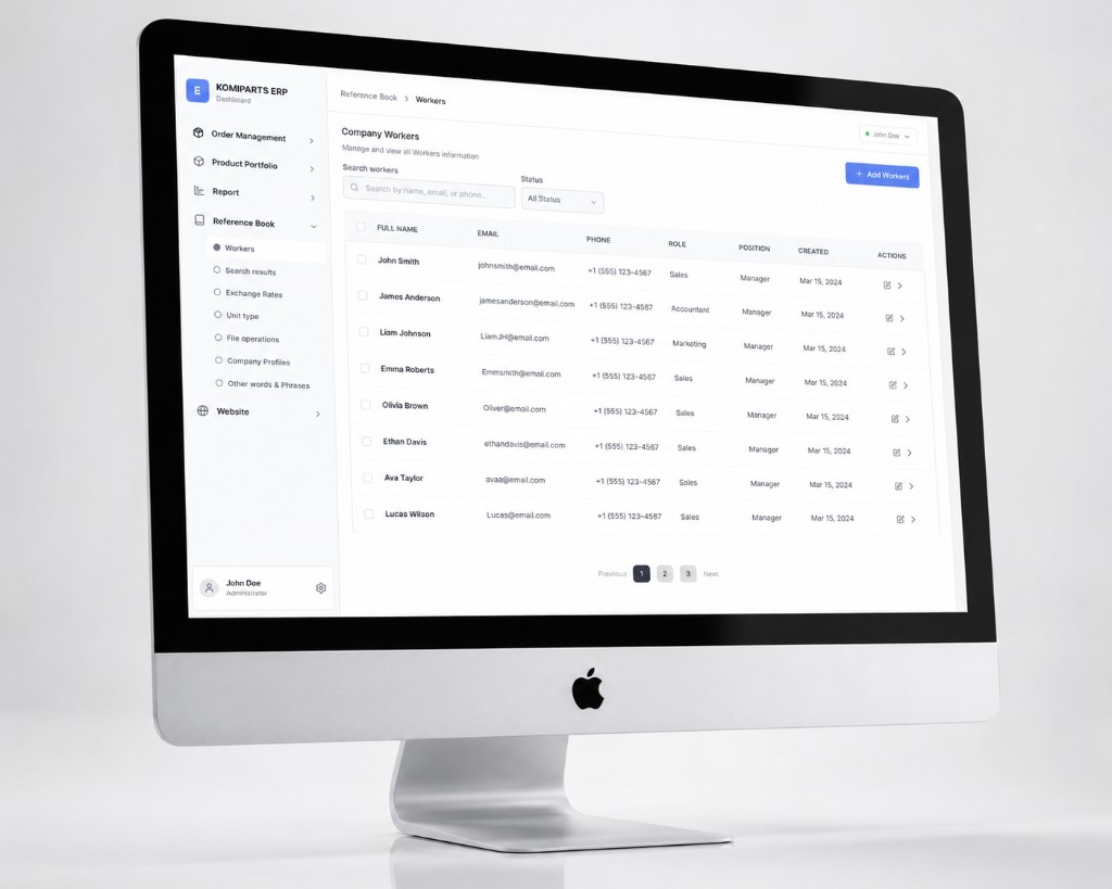 ERP Car Parts Platform interface
